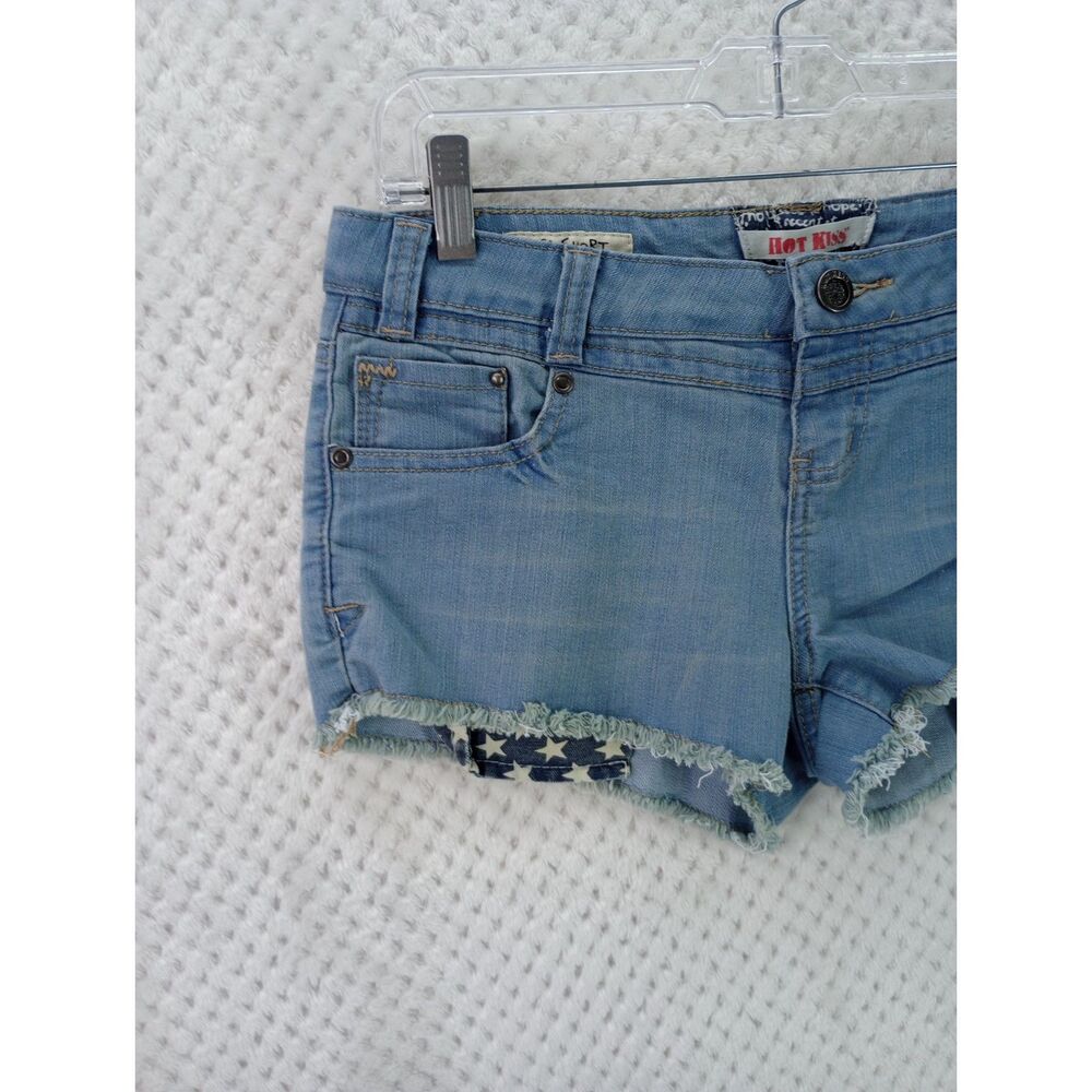Hot Kiss American Patriotic Cici Short Juniors 9 Stars Stripes Cut Off Shorts - Picture 2 of 16